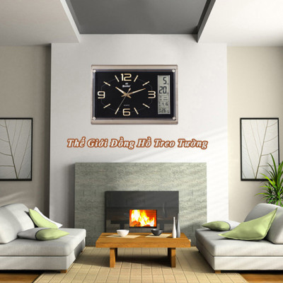 Đồng Hồ Cao Cấp EASTAR Có DẠ QUANG & LỊCH và NHIỆT KẾ ĐIỆN TỬ - Máy KIM TRÔI - Tặng Pin Maxell - Decor Trang Trí Nhà - BH 1 Năm