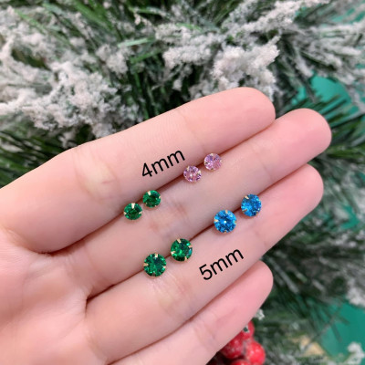 14K Gold Post Earrings Green - MOON Jewelry