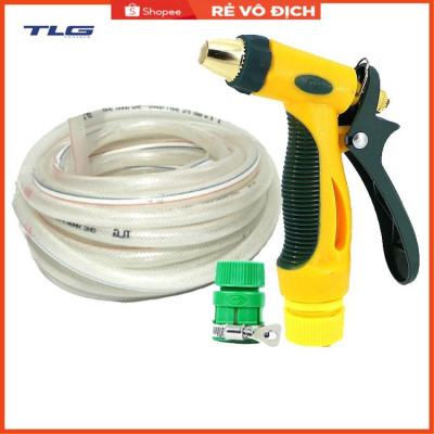 Bộ dây vòi xịt nước rửa xe,tưới cây tăng áp 3 lần 15M( nối nhựa xanh) 206317