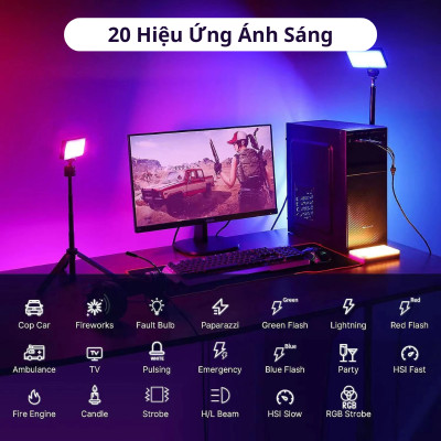 Đèn RGB Z1 cao cấp hỗ trợ ánh sáng quay video chụp ảnh, có kèm phụ kiện gắn thiết bị - Hàng chính hãng