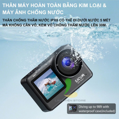 Camera hành trình Sjcam SJ11 Active 4K full HD DV Camera wifi - Máy quay hành động 2 màn hình, khả năng chống nước 30m - Hàng nhập khẩu