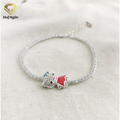 Lắc tay bạc 925 Huệ Ngân - Mèo Kitty X3