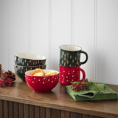 Tô | JYSK Gulltop | gốm | đỏ/xanh lá | DK14xC7cm