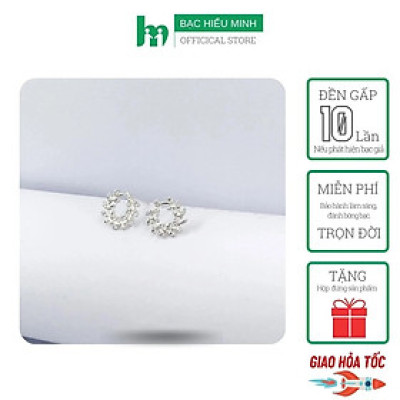 Bông Tai Khuyên Tai Bạc 925 Hoa Đá Trang Nhã Tinh Tế BẠC HIỂU MINH HT346