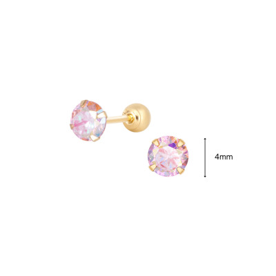 Khuyên Tai Vàng 14KY Pink Aurora CZ (V0185) - MOON Jewelry