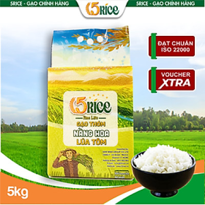 Gạo thơm nàng hoa lúa tôm 5RICE - túi 5KG - gạo thượng hạng, thơm dẻo, đậm vị chính hãng