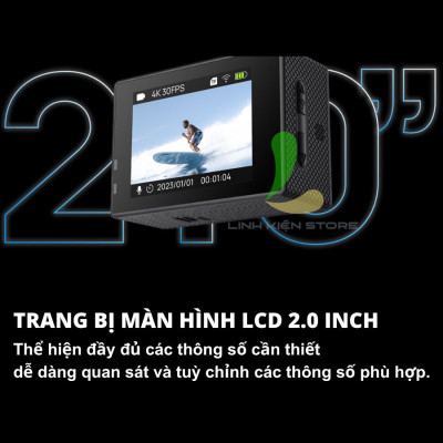 Camera hành trình Sjcam SJ4000 Air 4K Wifi - Máy quay hành động màn hình cảm ứng 2 inch quay liên tục lên đến 70 phút - Hàng nhập khẩu