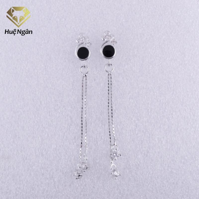 Bông tai bạc Ý 925 Huệ Ngân - Vương miện xinh dáng dài ZCE15112