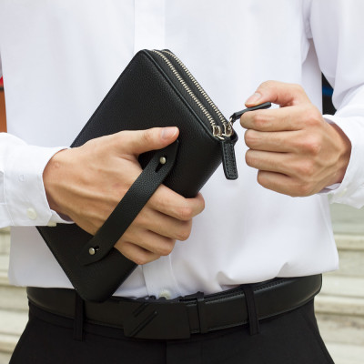 Ví Da Nam cầm tay Gianni Conti Italy VP0202BLA - Đen 