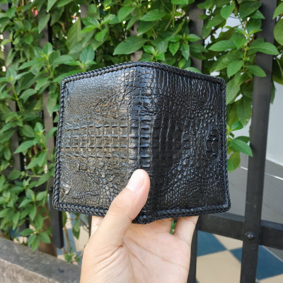 Bóp Nam Da Cá Sấu Nguyên Con 2 Mặt. THIẾT KẾ VÍ DÁNG ĐỨNG SANG TRỌNG