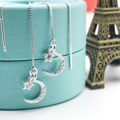  Hoa Tai Bạc Hiểu Minh HT291 Trăng Sao Mảnh Mai 