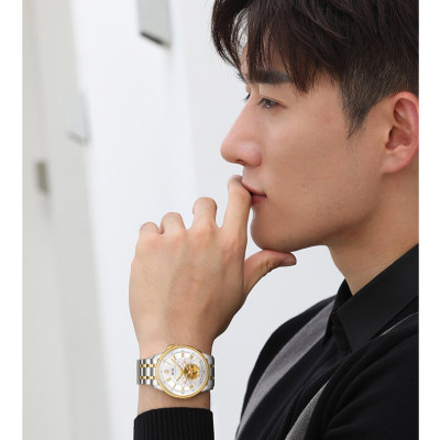 Đồng hồ nam chính hãng IW Carnival IW613G-1,Kính sapphire chống xước,Chống nước 50m,BH 24 tháng,Máy Cơ Automatic nhật bản,dây thép không gỉ 316L,mặt trắng dây trắng vàng lộ cơ 