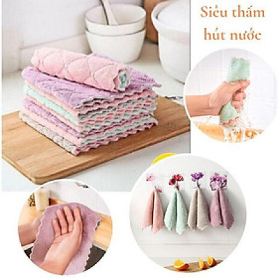 Combo Khăn Lau Đa Năng 2 Mặt Siêu Thấm , Khăn Lau Bếp , Khăn Lau Kính , Khăn Lau Chén Bát , Khăn Lau Tay , Khăn Lau Ô Tô