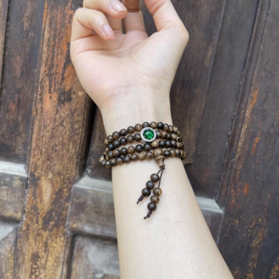 Vòng Tay Trầm Hương Sánh Chìm mix Charm Pan - quấn đeo tay 3-4 vòng