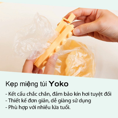 Kẹp miệng túi Yoko - Chính hãng Inochi - Sản phẩm là điểm nhấn cho không gian sống của gia đình - Tặng kèm khăn lau PaKaSa (Giao màu ngẫu nhiên)