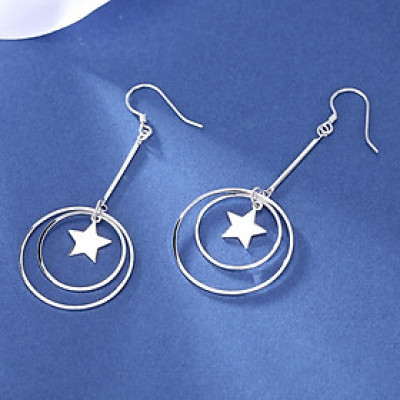 Bông tai hình tròn mix tâm ngôi sao trẻ trung