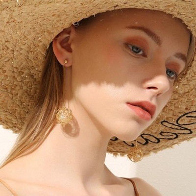 Bông tai châu dài vàng