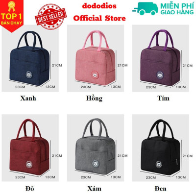 Túi đựng cơm giữ nhiệt dododios đựng hộp cơm văn phòng size lớn đơn sắc khóa kéo, tay xách tiện dụng TDC02