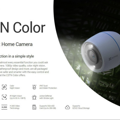 Camera IP Wifi hồng ngoại EZVIZ C3TN 2MP (Color Night Vision) - Hàng chính hãng