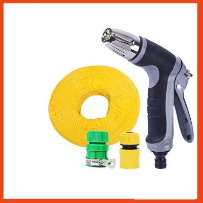 Bộ dây vòi xịt nước rửa xe, tưới cây tăng áp 3 lần cút nhựa nối nhựa vàng loại 15m 206817