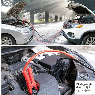 Dây Câu Kích Bình Ắc-Quy 2000AMP Dài 4m Cứu Hộ Ô Tô Xe Hơi Tặng Dây cáp kéo cứu hộ ô tô loại 3m