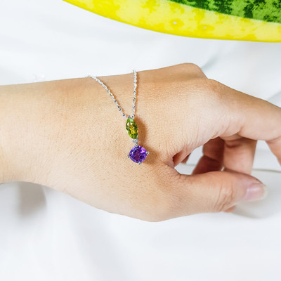 Dây chuyền đá Thạch anh tím kết hợp đá Peridot LAT.181