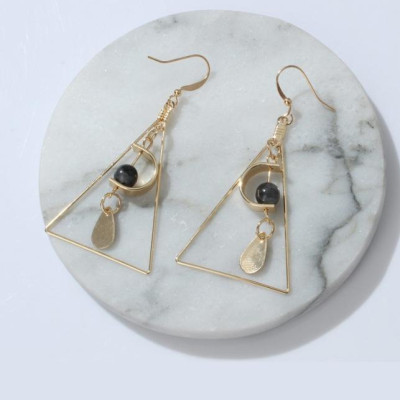 Bông tai tam giác dáng dài phối đá tự nhiên BT168