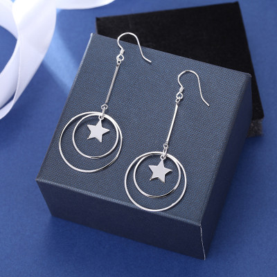 Bông tai hình tròn mix tâm ngôi sao trẻ trung