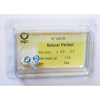 Bông Tai Topaz Hoàng Ngọc Mài Giác Tròn 5mm Kiểm Định