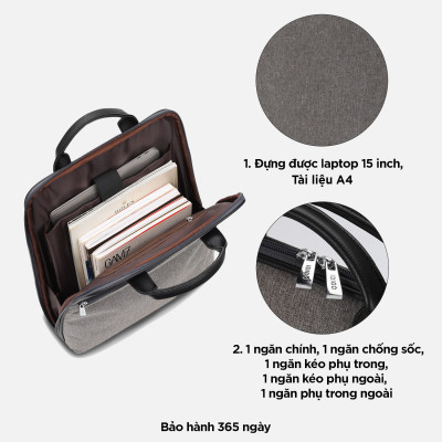 Balo đựng laptop siêu mỏng IDIGO UBP2-4326, ba lô công sở nam nữ thanh lịch
