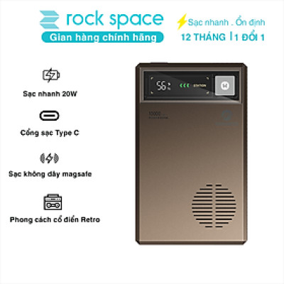 Pin sạc dự phòng không dây 10000mAh sạc nhanh PD 20W Rockspace Retro Magnetic Wireless - hàng chính hãng bảo hành 12 tháng