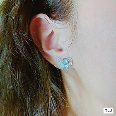 Bông tai bạc hoa hồng sang trọng chất liệu bằng bạc xi kim SA001