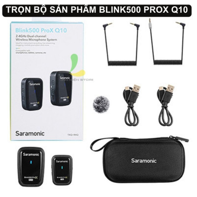 Micro thu âm Saramonic Blink500 ProX Q10 - Micro ghi âm pin 6h và truyền dẫn công nghệ tần số không dây 2.4GHz - Hàng nhập khẩu