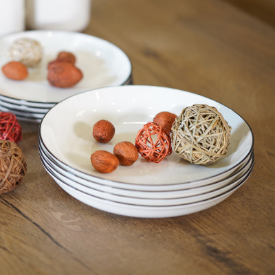 Đĩa JYSK nID sứ trắng bóng viền đen Ø24.3x5.5cm