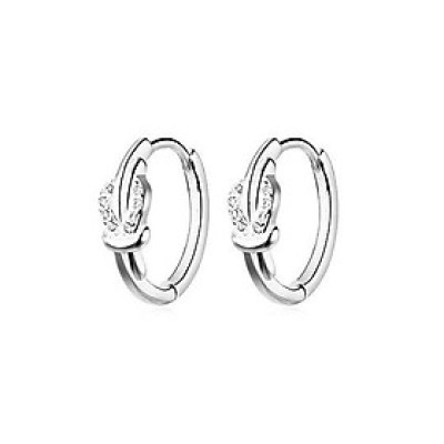 Khuyên tai bạc ý 925 bấm tròn nút thắt đính pha lê lấp lánh xinh xắn Dế Bạc - K5938