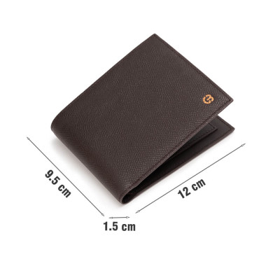 Ví nam Gence dáng ngang da bò Epsom màu nâu C14