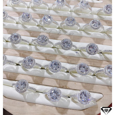 Nhẫn nữ bạc ta mặt đá tròn MS65d