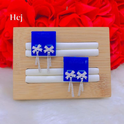 Bông tai bạc ta mặt nơ 2 tua MS77e