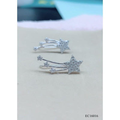 Bông tai bạc Ý 925 Huệ Ngân - Bông cài Ngôi sao may mắn E16016
