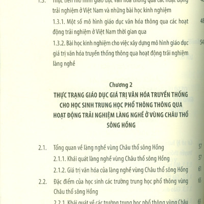 Mô Hình Giáo Dục Giá Trị Văn Hoá Truyền Thống Cho Học Sinh Trung Học Phổ Thông Thông Qua Hoạt Động Trải Nghiệm Làng Nghề (Nghiên Cứu Ở Vùng Châu Thổ Sông Hồng) 