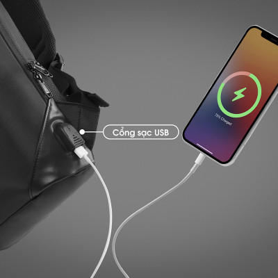 Balo laptop 14” KINGBAG VICTOR sang trọng, siêu mỏng, tích hợp USB, trượt nước, ngăn chống trộm, màu đen - Hàng chính hãng