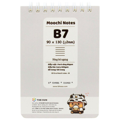 Sổ Lò Xo Moochi Notes B7 - Kẻ Ngang - 120 Trang 80gsm - The Sun 06