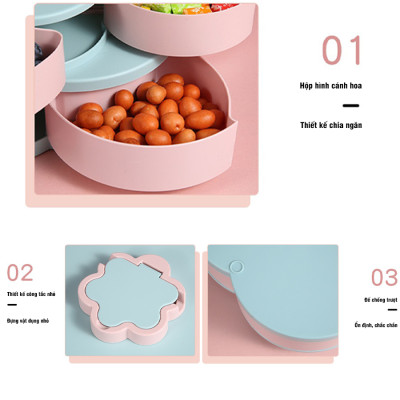 Khay Đựng Mứt Ngày Tết Hộp Bảo Quản Đồ Khô Xoay 2 Tầng Chính Hãng