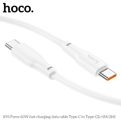 Cáp Sạc Nhanh Dành Cho Hoco X93 Force 60W Type-C Đến Type-C Dây Dài 2M Hàng Chính Hãng