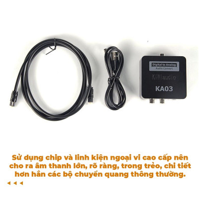 Bộ chuyển âm thanh TV 4K quang optical sang audio AV ra amply + Cáp optical KA03 Bộ Chuyển Quang Âm Thanh Từ Digital Sang Analog Âm Thanh Lớn Tặng Kèm Dây AV  - Hàng chính hãng