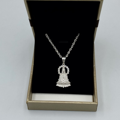 Dây Chuyền Bạc Xoắn Kép 50cm Kèm Mặt Quan Thế Âm Bồ Tát Đính Đá Chính Hãng Bạc Hiểu Minh DMD513