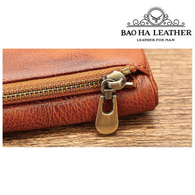 Ví Đứng Nam Da Bò Cao Cấp BHM1249 Mềm Mại - Bền Bỉ, Chống Xước - Chống Nhăn Tốt, Thiết Kế Cổ Điển, Dáng Đứng - Gập 2, Ngăn Đựng Tiền Có Khóa Kéo, Nhiều Ngăn Để Giấy Tờ Tiện Dụng