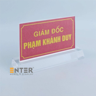 Kệ mica 2 mặt Enter E17A LR 8.5x15cm,đế 5.5x17cm dày 20mm vát 4 cạnh