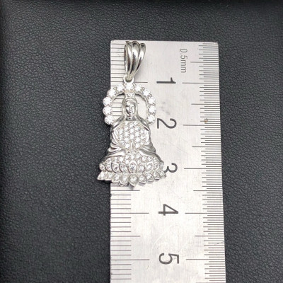 Dây Chuyền Bạc Xoắn Kép 50cm Kèm Mặt Quan Thế Âm Bồ Tát Đính Đá Chính Hãng Bạc Hiểu Minh DMD513