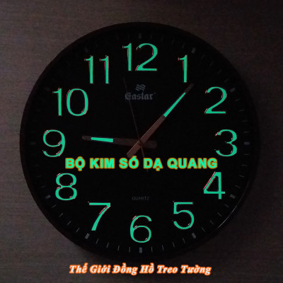 Đồng Hồ Treo Tường Cao Cấp DẠ QUANG EASTAR Mặt Tròn Lớn Viền Mỏng 38cm – Số nổi 3D – Máy NHẬT KIM TRÔI - Tặng Pin Maxell - BH 1 Năm - Treo Tường Decor Trang Trí Nhà Cửa